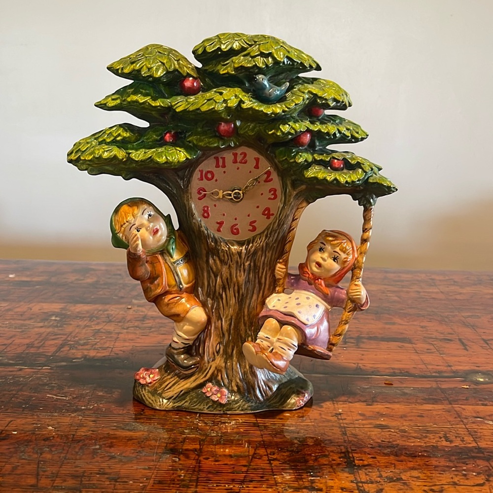 Vintage Ceramic tree swing  clock